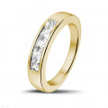 0.75 carat yellow golden eternity ring with princess diamonds