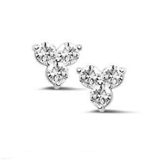 Earrings - 1.20 carat diamond trilogy earrings in white gold