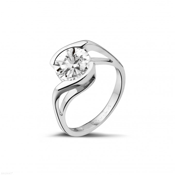 2.00 carat solitaire diamond ring in white gold 