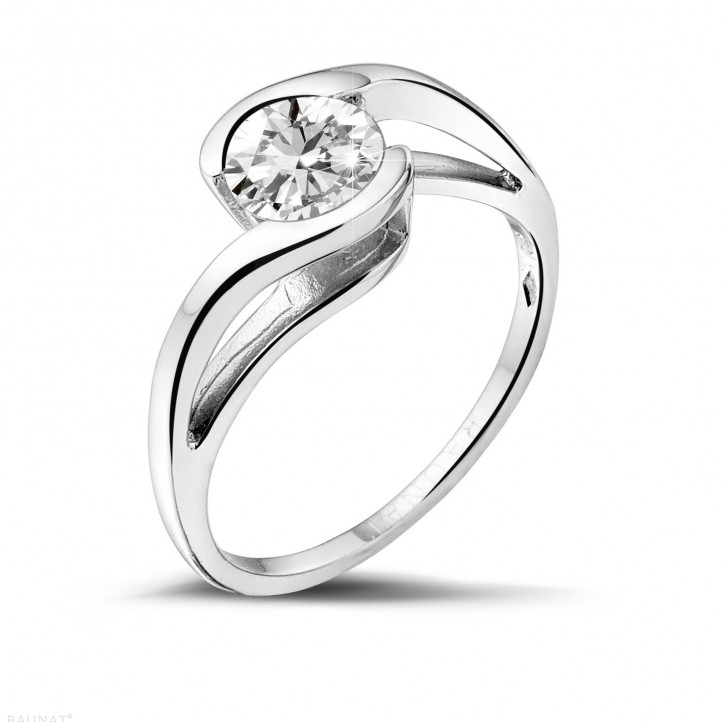 0.70 carat solitaire diamond ring in white gold