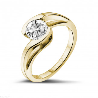 Ring with brilliant - 1.00 carat solitaire diamond ring in yellow gold