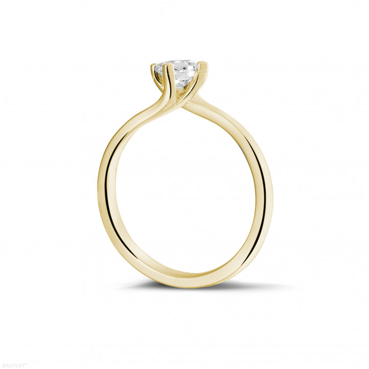 0.50 carat solitaire ring in yellow gold with princess diamond