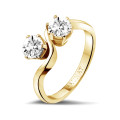 1.00 carat diamond Toi et Moi ring in yellow gold