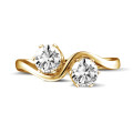 1.00 carat diamond Toi et Moi ring in yellow gold
