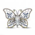 1.75 carat diamond butterfly design ring in white gold with sapphire