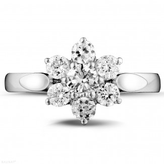 Compromiso - 1.00 quilates anillo flor diamante en platino