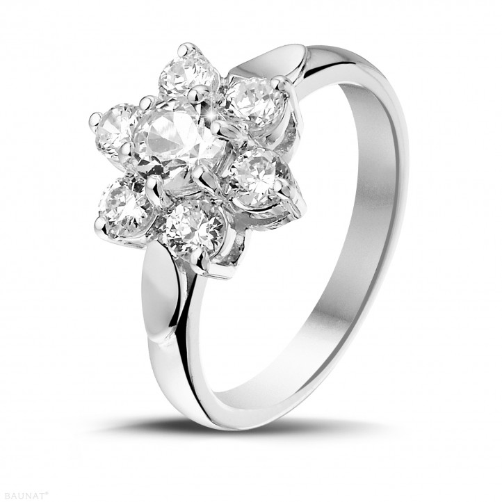 1.15 quilates anillo flor diamante en platino