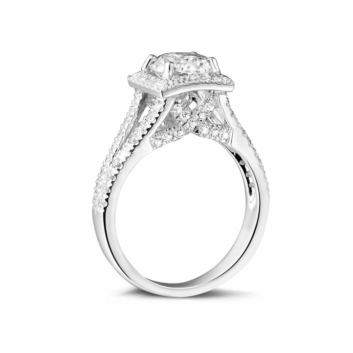 1.20 quilates anillo de platino de diamantes con diamantes en los lados