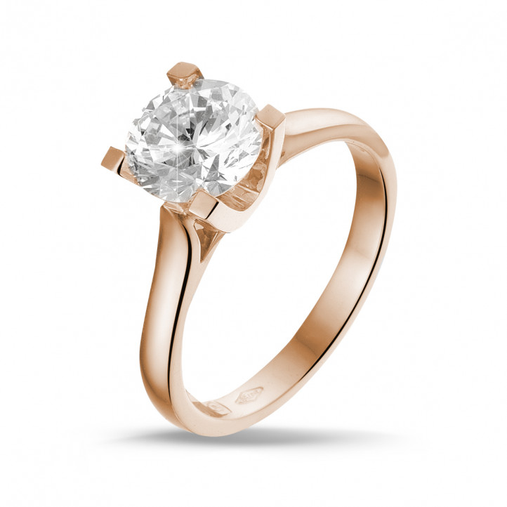 1.50  quilates anillo solitario diamante en oro rojo
