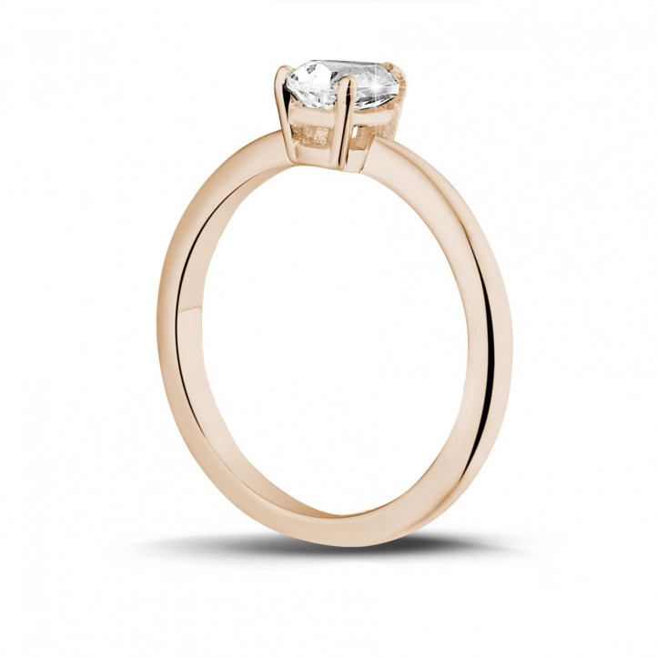 1.00 quilates anillo solitario en oro rojo con diamante en forma de pera
