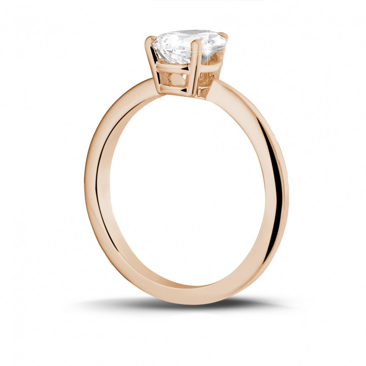 1.50 quilates anillo solitario en oro rojo con diamante en forma de pera