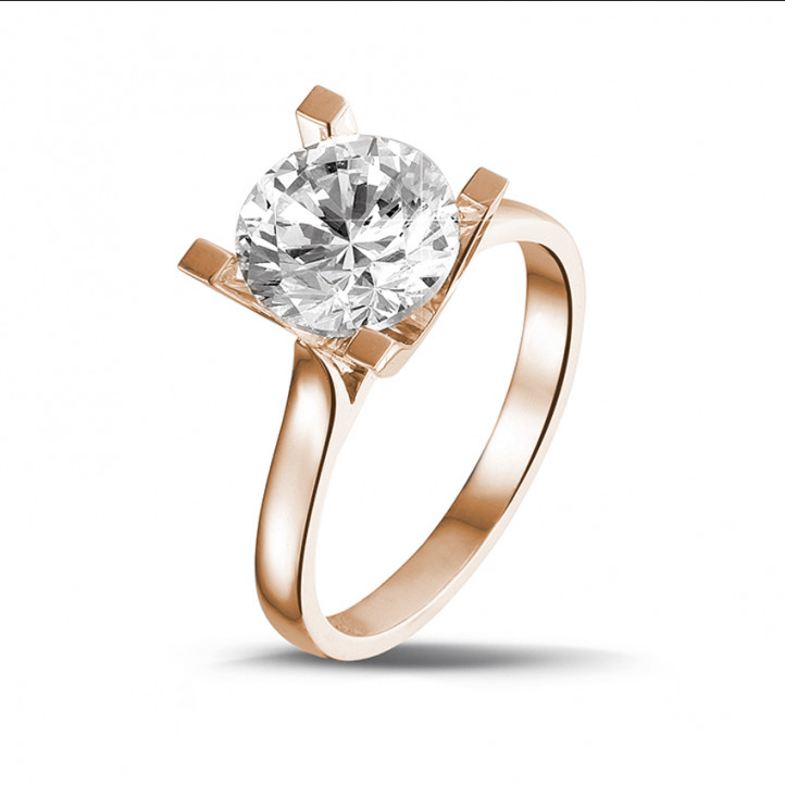 2.50 quilates anillo solitario diamante en oro rojo