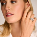 1.20 quilates anillo solitario diamante de oro blanco con diamantes en los lados