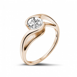 0.70 quilates anillo solitario diamante en oro rojo