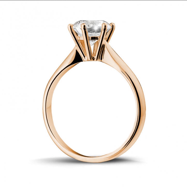 1.50 quilates anillo solitario diamante en oro rojo