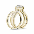 0.50 quilates anillo solitario diamante de oro amarillo con diamantes en los lados