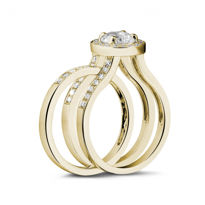 0.50 quilates anillo solitario diamante de oro amarillo con diamantes en los lados
