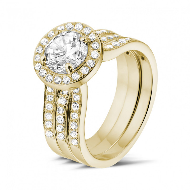 1.20 quilates anillo solitario diamante de oro amarillo con diamantes en los lados