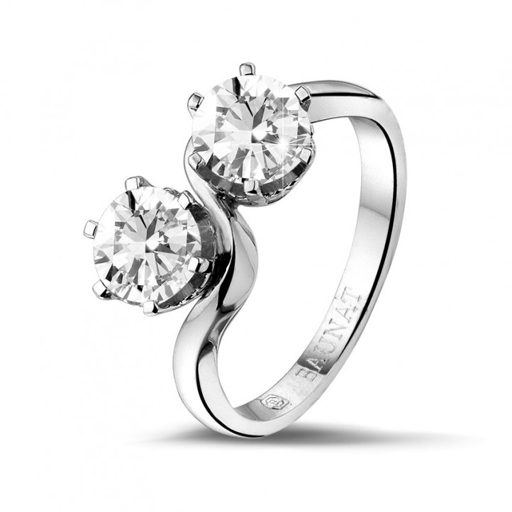 1.50 quilates anillo diamante Toi et Moi en platino