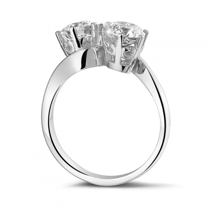 1.50 quilates anillo diamante Toi et Moi en platino