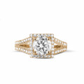 1.20 quilates anillo de oro rojo de diamantes con diamantes en los lados