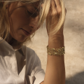 0.80 quilates pulsera diamante diseño flor en oro amarillo