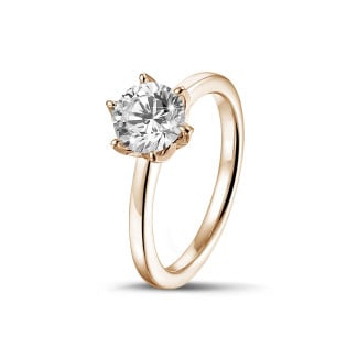 Anillos - 1.00 quilates anillo solitario en oro rojo con diamante redondo