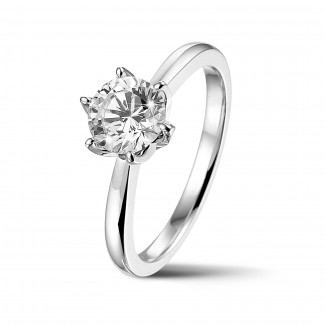 Joyas exclusivas - BAUNAT Iconic 1.00 quilates anillo solitario en oro blanco con diamante redondo de calidad excepcional (D-IF-EX-None fluorescencia-GIA certificado)