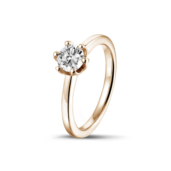 0.50 quilates anillo solitario en oro rojo con diamante redondo