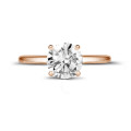 1.25 quilates anillo solitario en oro rojo con un diamante redondo y 4 uñas
