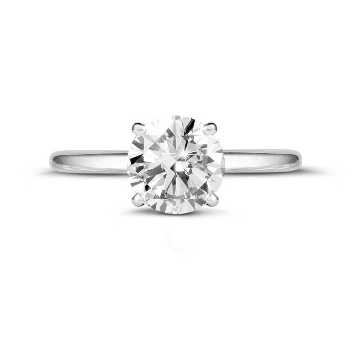 1.25 quilates anillo solitario en oro blanco con un diamante redondo y 4 uñas