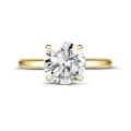 2.50 quilates anillo solitario en oro amarillo con un diamante redondo y 4 uñas