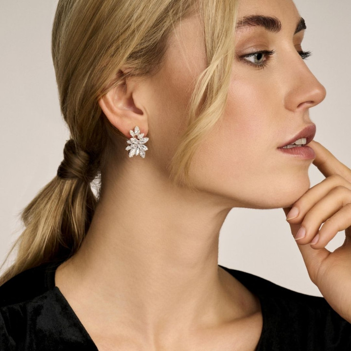8.60 quilates pendientes en oro rojo con diamantes talla marquesa