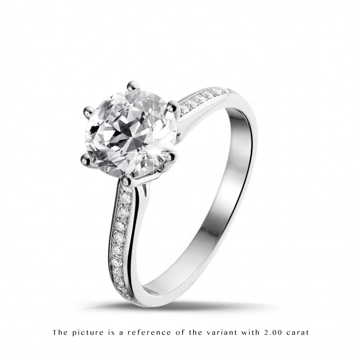 3.00 quilates anillo solitario diamante de oro blanco con diamantes en los lados