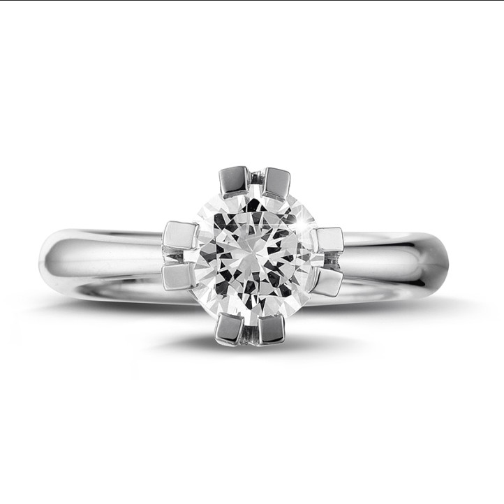 1.50 quilates anillo solitario diamante diseño en oro blanco con ocho garras