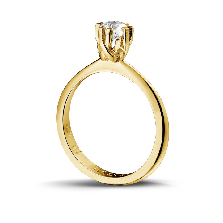 0.70 quilates anillo solitario diamante diseño en oro amarillo con ocho garras