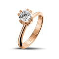 0.90 quilates anillo solitario diamante diseño en oro rojo con ocho garras