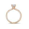 1.50 quilates anillo solitario con diamante talla esmeralda en oro rojo