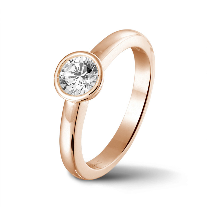 1.25 quilates anillo solitario en oro rojo con un diamante redondo