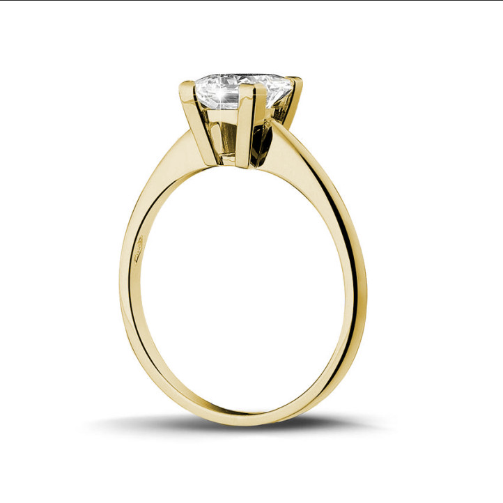 1.20 quilates anillo solitario en oro amarillo con diamante talla princesa