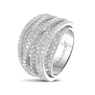 Anillo oro - 3.50 quilates anillo en oro blanco con diamantes redondos