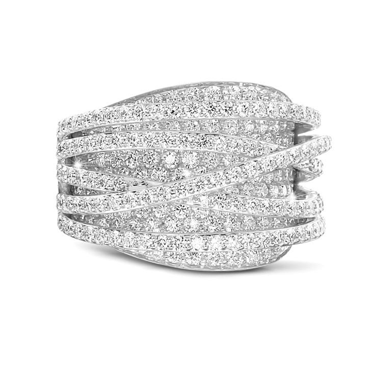 3.50 quilates anillo en oro blanco con diamantes redondos