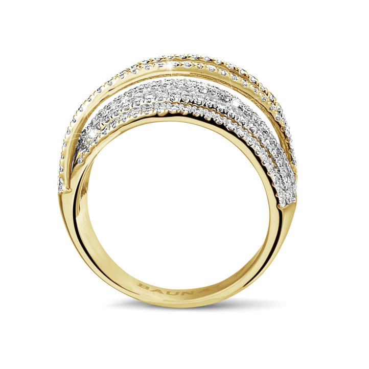 1.50 quilates anillo en oro amarillo con diamantes redondos