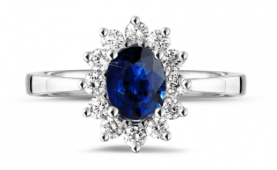 Anillo de compromiso de zafiro y diamante