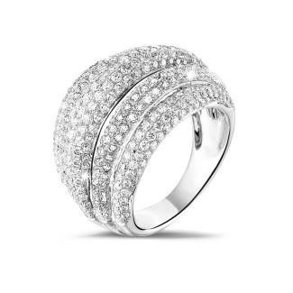 Anillo oro - 4.30 quilates anillo en oro blanco con diamantes redondos