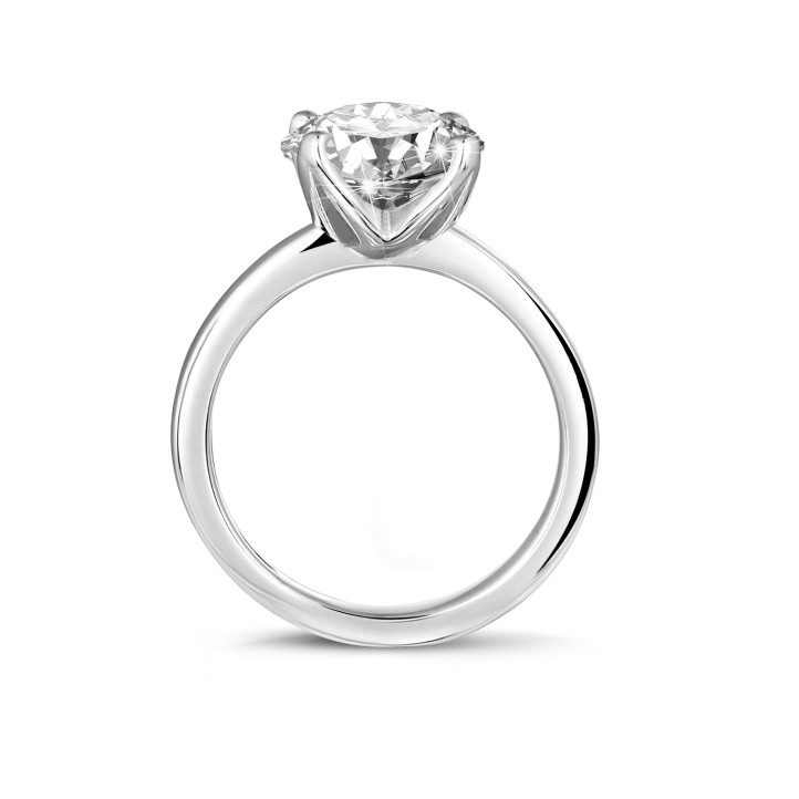 3.00 quilates anillo solitario en oro blanco con diamante redondo