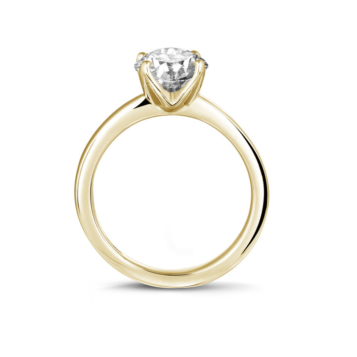 1.00 quilates anillo solitario en oro amarillo con diamante redondo