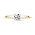 0.90 quilates anillo solitario en oro amarillo con diamante redondo
