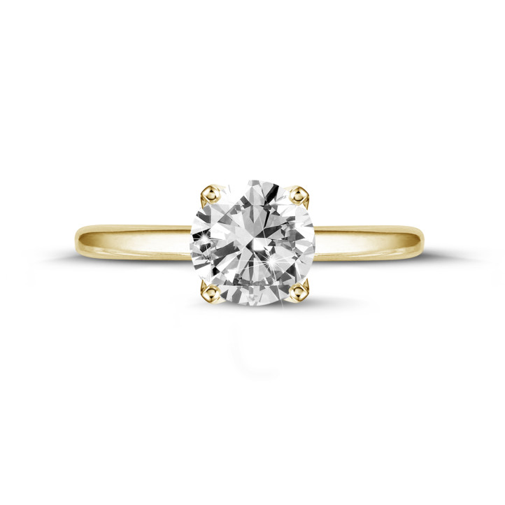 2.00 quilates anillo solitario en oro amarillo con diamante redondo
