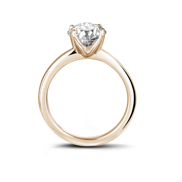 2.50 quilates anillo solitario en oro rojo con diamante redondo